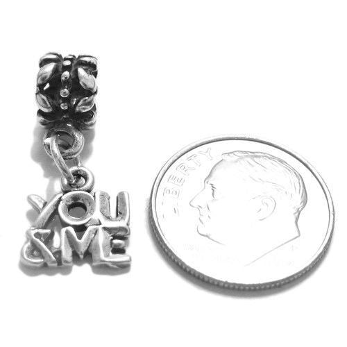 Fashionable "You & Me" Talking Charm with Euro Bead. Wholesale Sterling Silver Charms - Jewelry. Alternate.